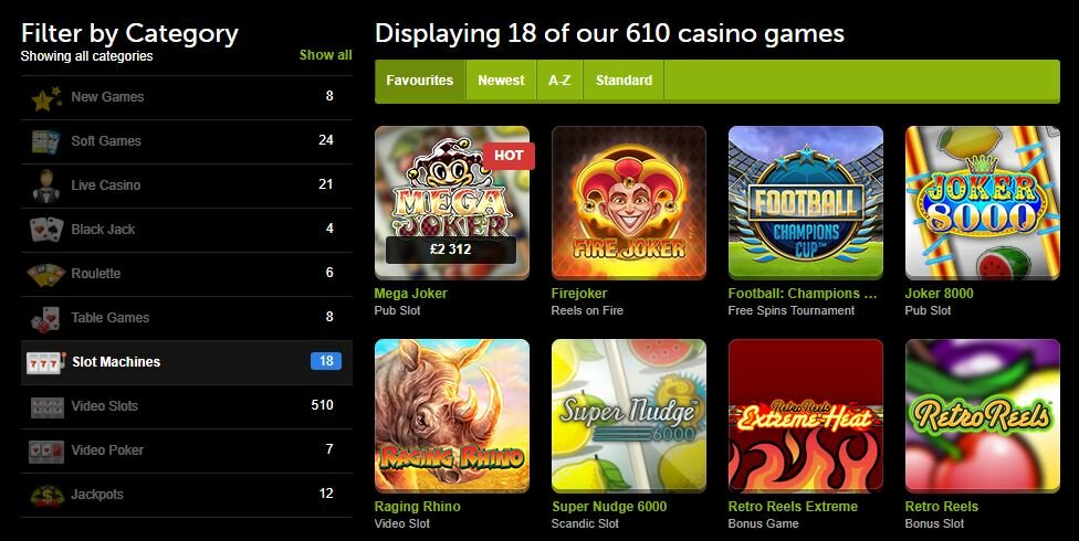 ComeOn Casino Games