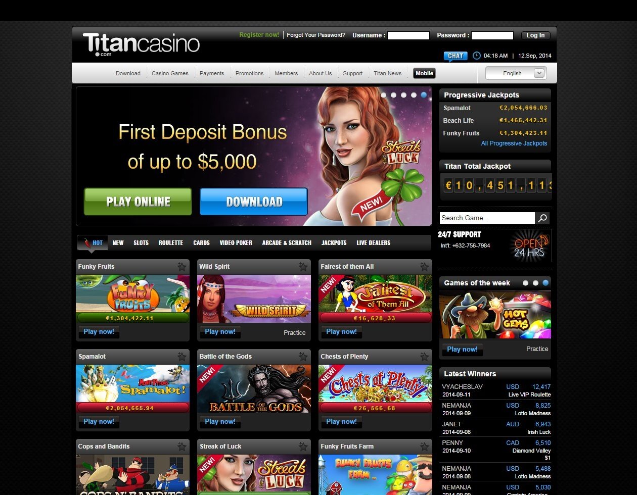 Titan Casino Live Feature