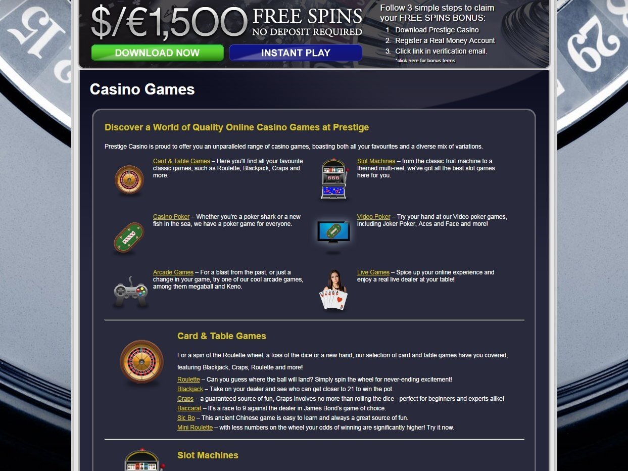 Prestige Casino Bonus