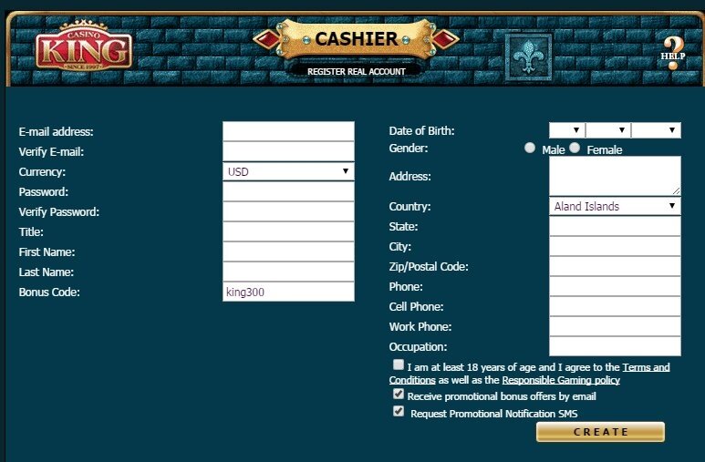 Casino King Bonus Code Registration